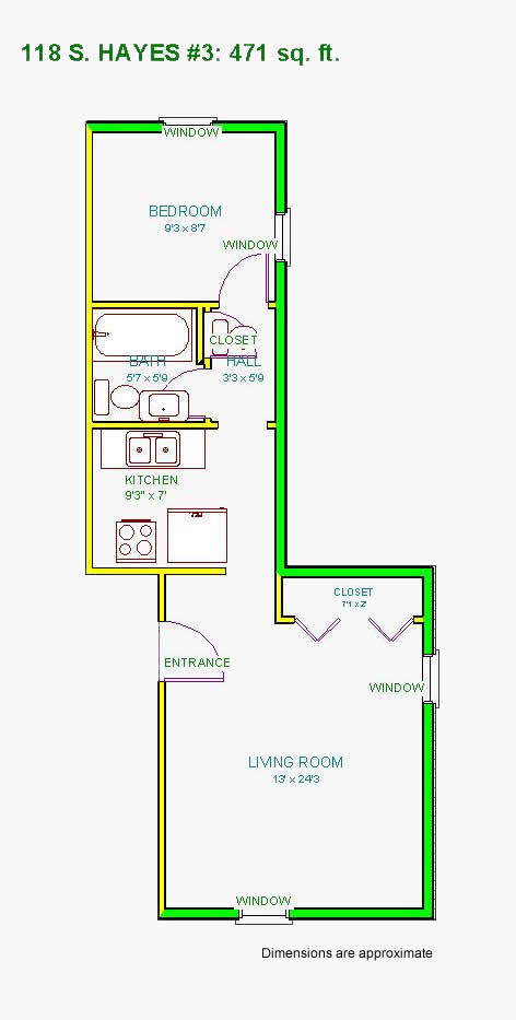 Floor plan of apartment 3 at The Hayes Fourplex, 118 S. Hayes Street, Moscow, Id