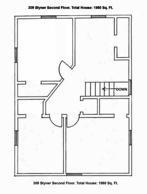 Downstairs floor plan of the four-bedroom house on 309 Styner Ave in Moscow, Id