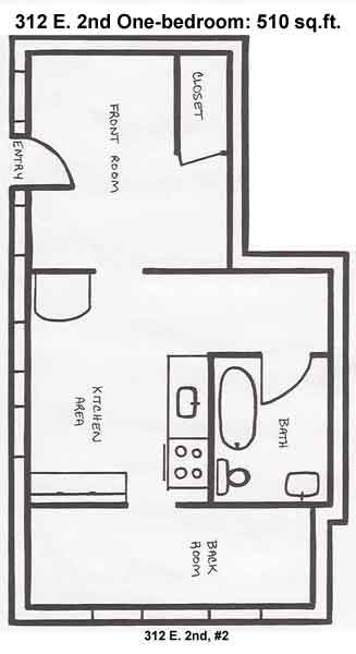 Floorplan for apartment 2 at the 312 East Second Street triplex in Moscow, Id