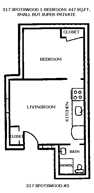 Floor plan for apartment 3 at the Spotswood Fourplex, 317 Spotswood Street in Moscow, Id