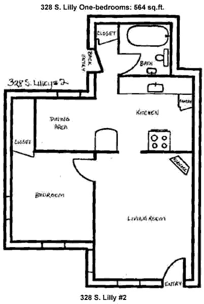 Floor plan of apartment 2 at the 328 S. Lilly Fourplex in Moscow, Id
