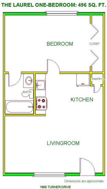 Laurel one-bedroom floor plan
