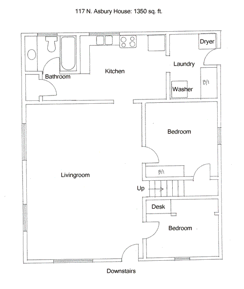 Floor plan of the downstairs of the house on 117  N. Asbury in Moscow, Id