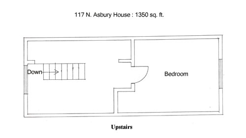 Floor plan of the upstairs of the house on 117  N. Asbury in Moscow, Id