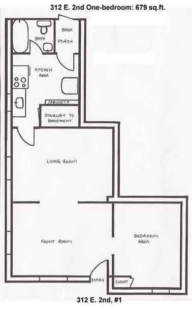 Floorplan for apartment 1 at the 312 East Second Street triplex in Moscow, Id