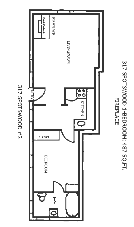 Floor plan for apartment 2 at the Spotswood Fourplex, 317 Spotswood Street in Moscow, Id