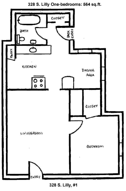 Floor plan of apartment 1 at the 328 S. Lilly Fourplex in Moscow, Id