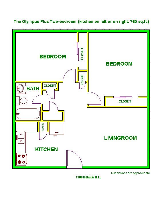 Floor plan of The Olympus Plus Apartments, 1200 Hillside Circle in Pullman, Wa