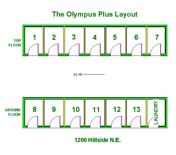 Layout of The Olympus Plus Apartments, 1200 Hillside Circle in Pullman, Wa