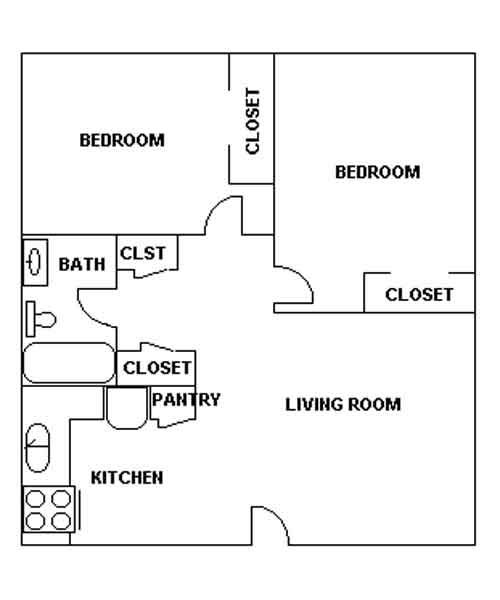 Floor plan of a West View Terrace Apartment, Markley Drive, Pullman, Wa